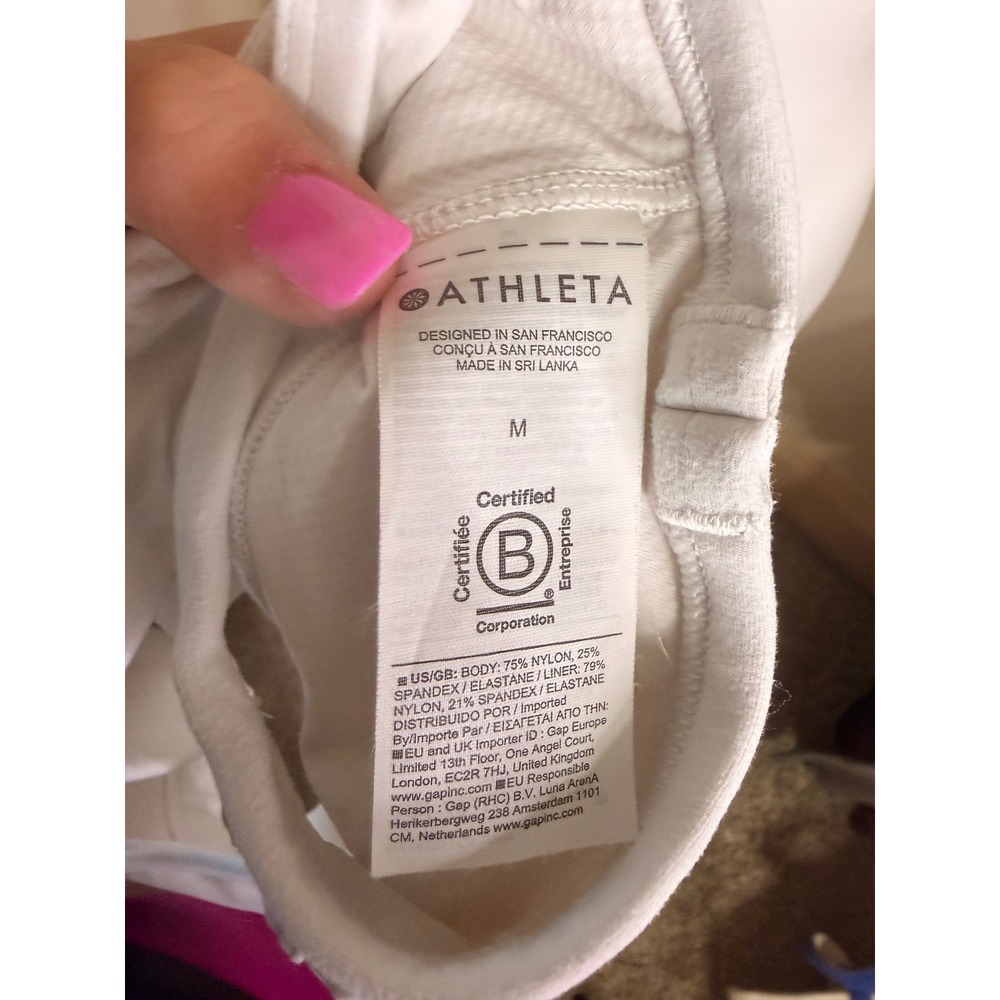 Athleta White Double Strap Sports Bra Medium Activewear Yoga Gym Top - Picture 3 of 3
